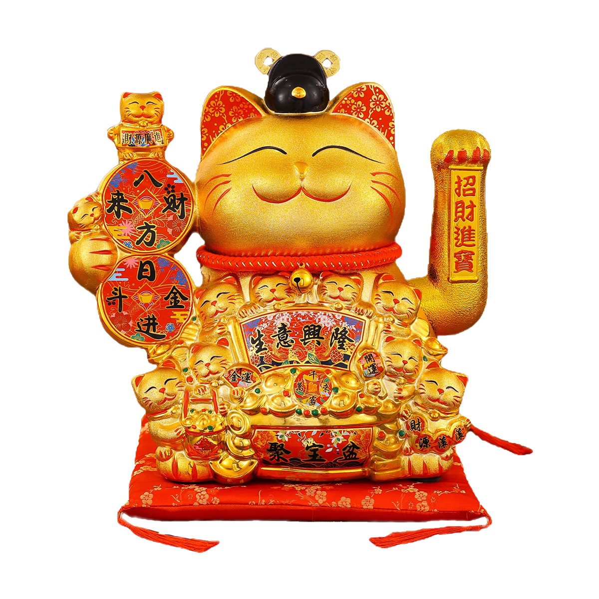 Lifelike Ceramic Cat Sculpture - Artisan Crafted with Realistic Movements and Elegant Gold Plated Details