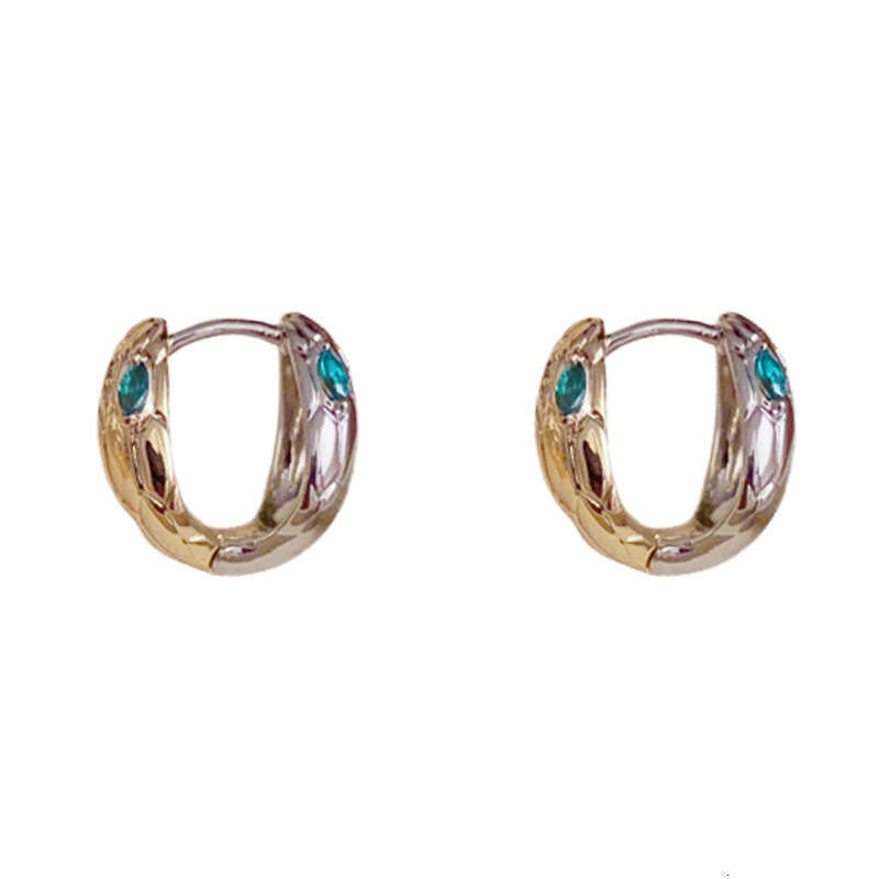 Unique Fashion Design Gold and Sier Color-Block Snake-Shaped Personality Light High-Quality Earrings