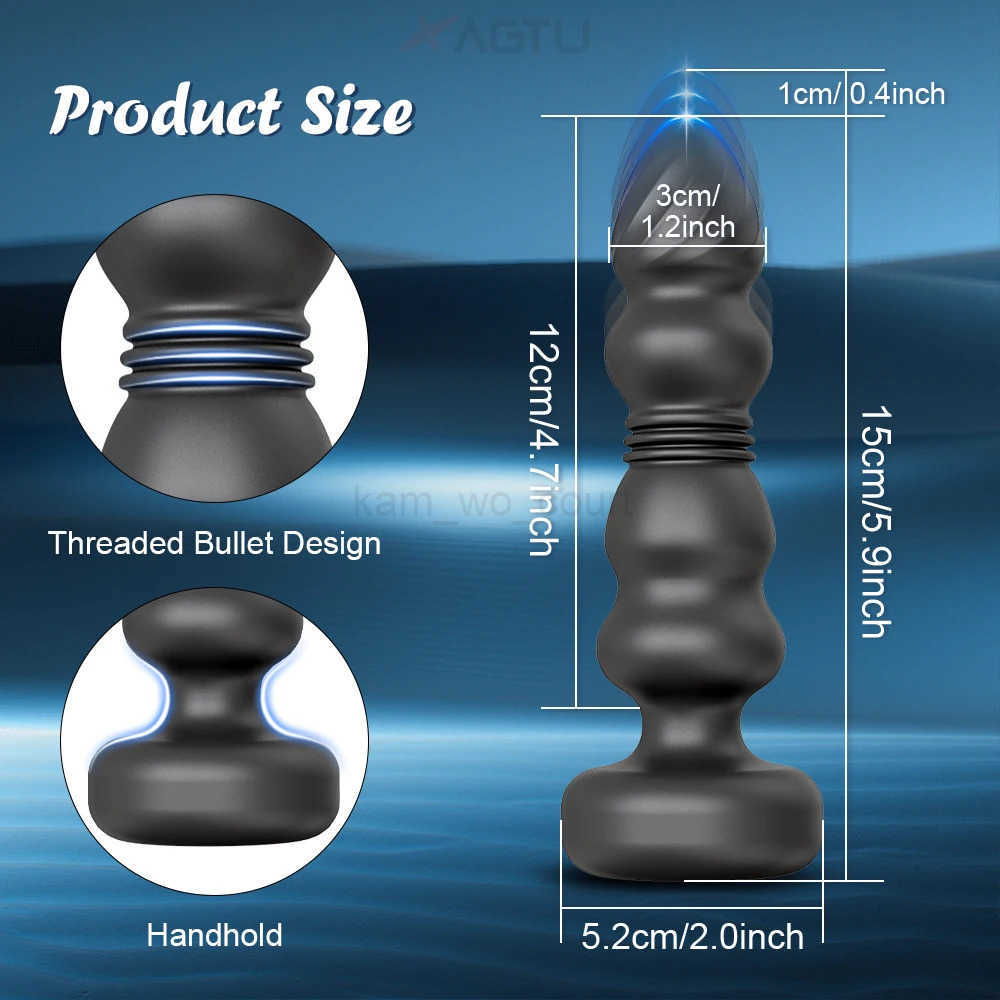 Thrusting Anal Beads for Men Prostate Massager Women Butt Plug Anal Vibrator Anal Balls Soft Silicone Masturbator Adult Sex Toy M250719