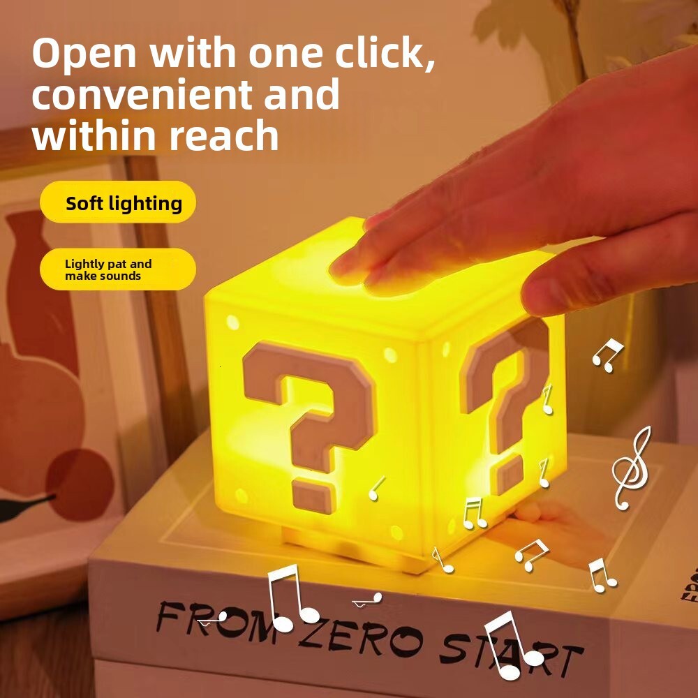 Super Mario Question Mark Sound Charging Atmosphere Lamp Desktop Ornament Sensor Pat Night Light ddmythur