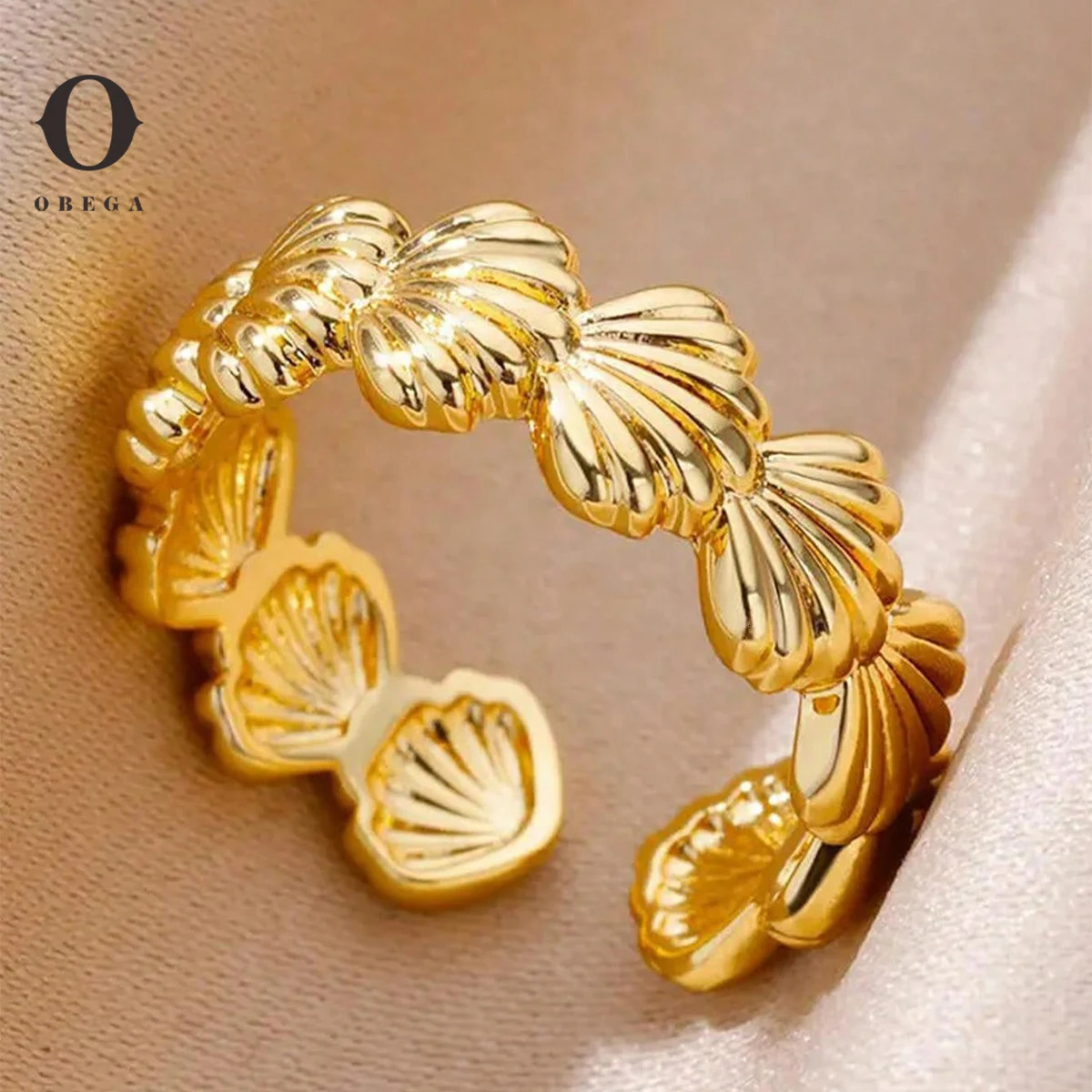 Obega Creative Shell Open Ring For Women Gold Silver Color Simple n Unique Holiday Summer Jewelry Friend Lover Finger 250716