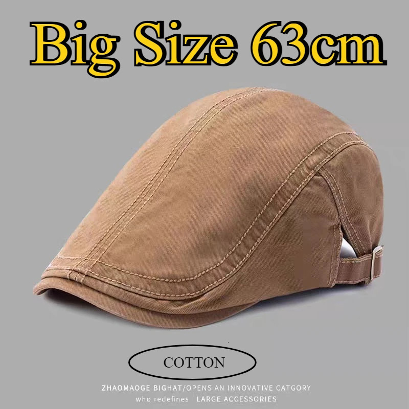 2025 Spring Pure Cotton Beret Dad Casual sboy Hat Big Head Man Oversize Flat Painter Cap Summer Beret Male 63cm Ivy Caps 250712