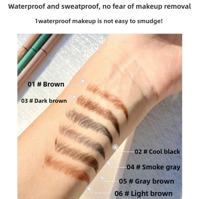 Waterproof Smooth Double-Head Eyebrow Pencil 6 Colors with Brush Sweatproof Gel Tattoo Cosmetic Stick for Perfect Brows 250712