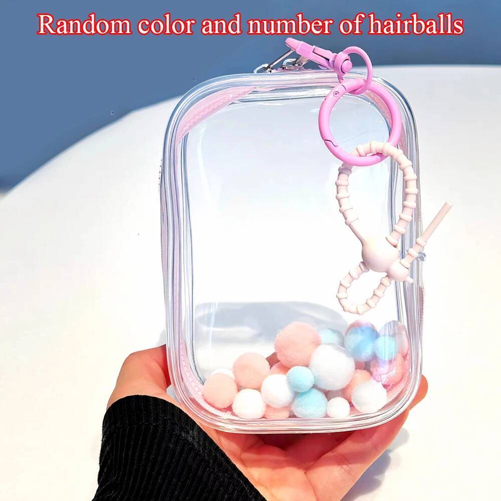 10cm Transparent Plush Dolls Mystery Keychain PVC Thicken Storage Pouch Organizer Box Doll Toy Bag Wallet