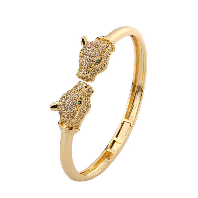 Personalized Leopard Open Trendy Wild Cheetah Hip Hop Electroplated Micro Inlaid Zircon Bracelet New jewelry
