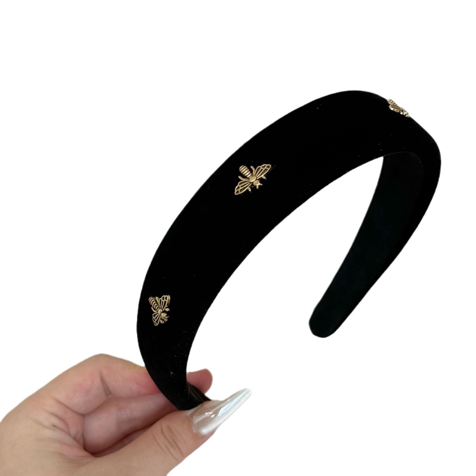 Little Bee Black Veet Headband for Women, Autumn and Winter Style, High Crown, Pressure Hairband, Face Washing Headband, Clip, Hair Accessory ddmythur