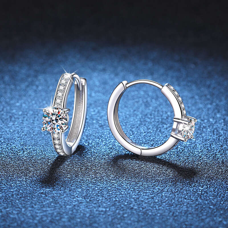 S Pure Sier French Style 50 Points High-end One Carat D Color Moissanite Stud Earrings e4b