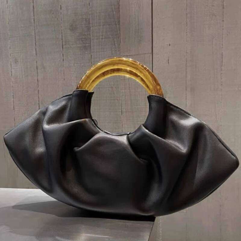 2025 New Design Women Handbag Fashion Folding Cloud Acrylic Circular Handle Dumpling Bag