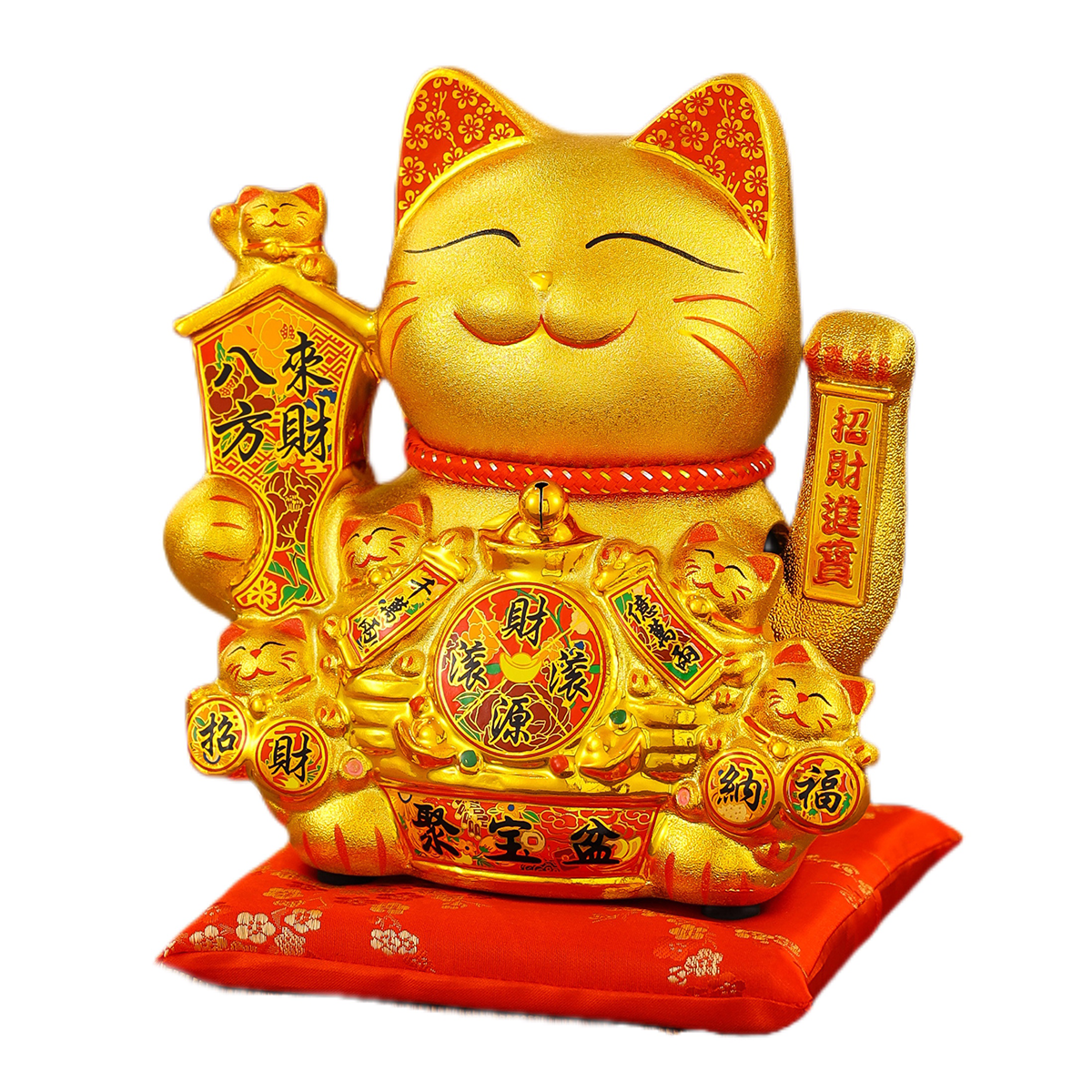 Durable Ceramic Lucky Kitten Statue with Automatic Motion Displaying Wealth Symbolism Perfect Gift Ornament