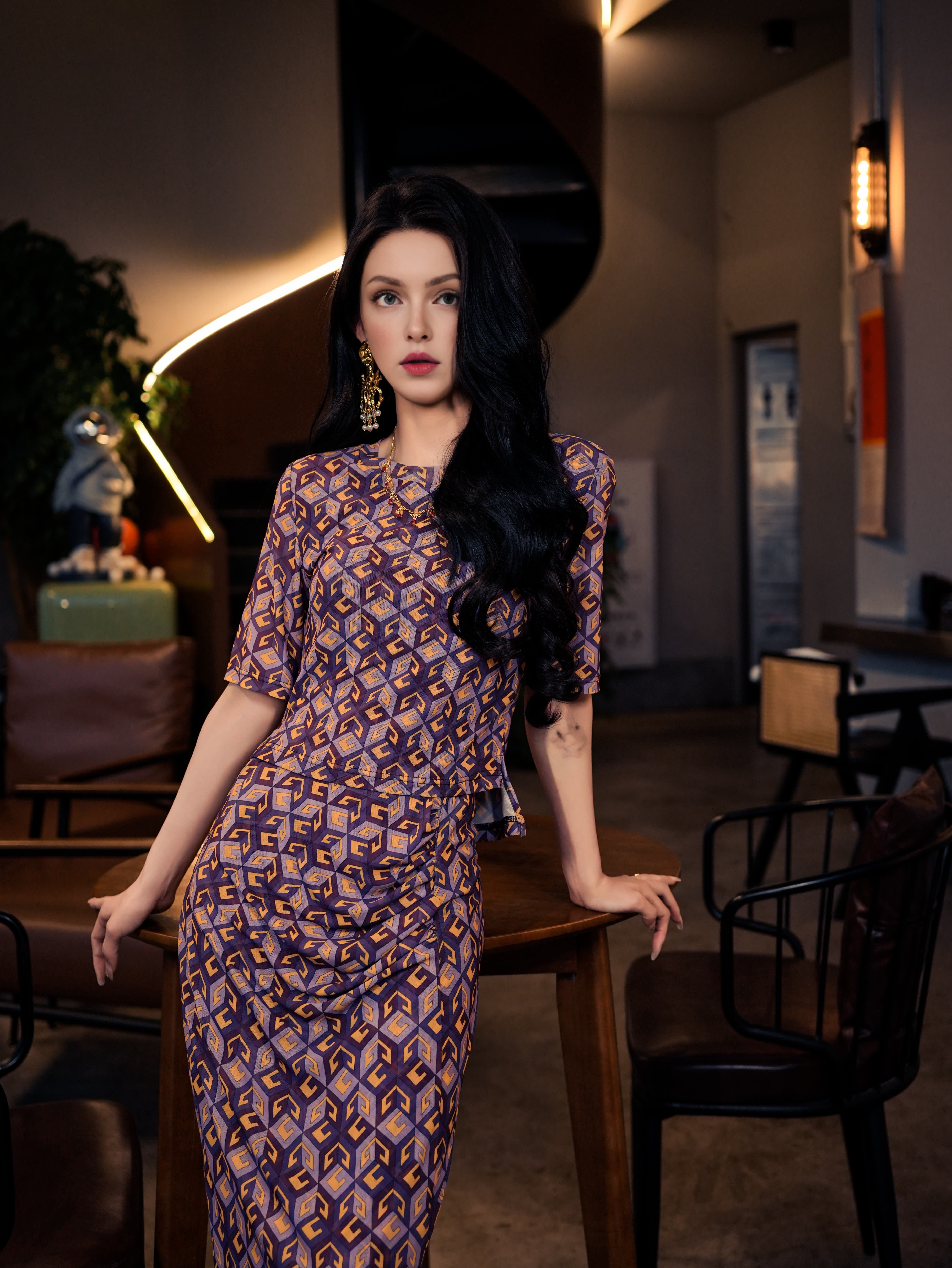 Summer new original designer purple mandala dress with retro and white appearance for woman on daily party birthday festival be gift for mom and frien