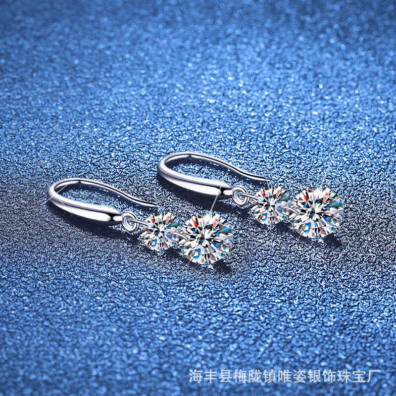3 Carat Moissanite S Sterling Sier Stud French Tassel Fashion Light Earrings fad