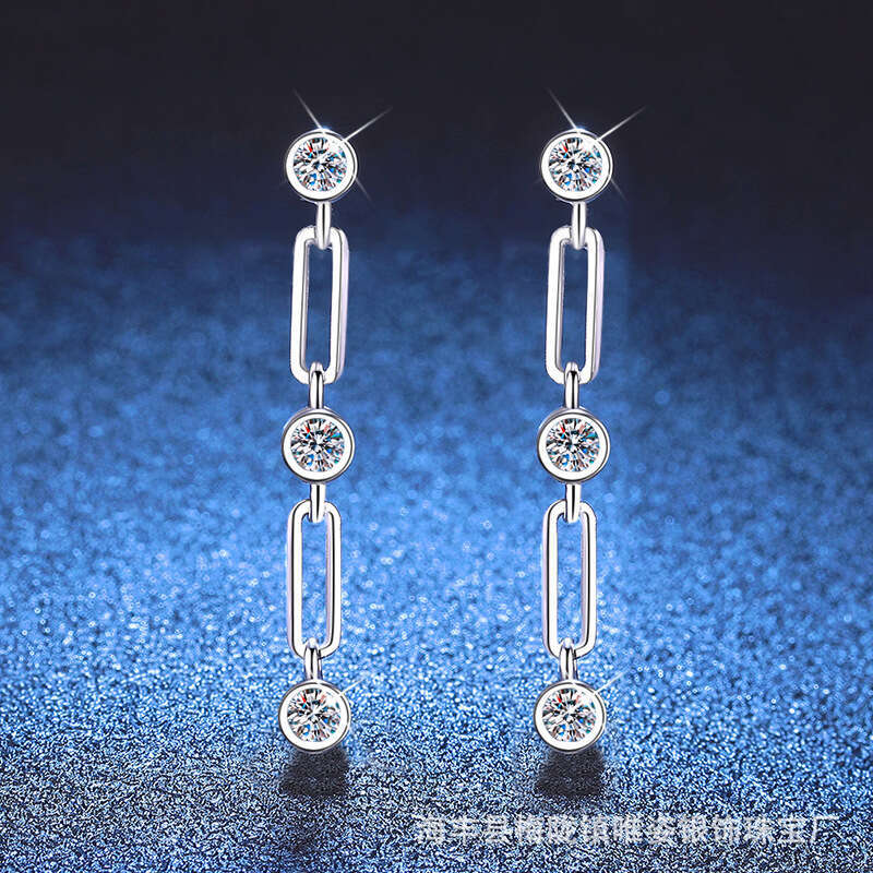 S Pure Sier Bubble Tassel 60 Points Moissanite Earrings for Women 6f1