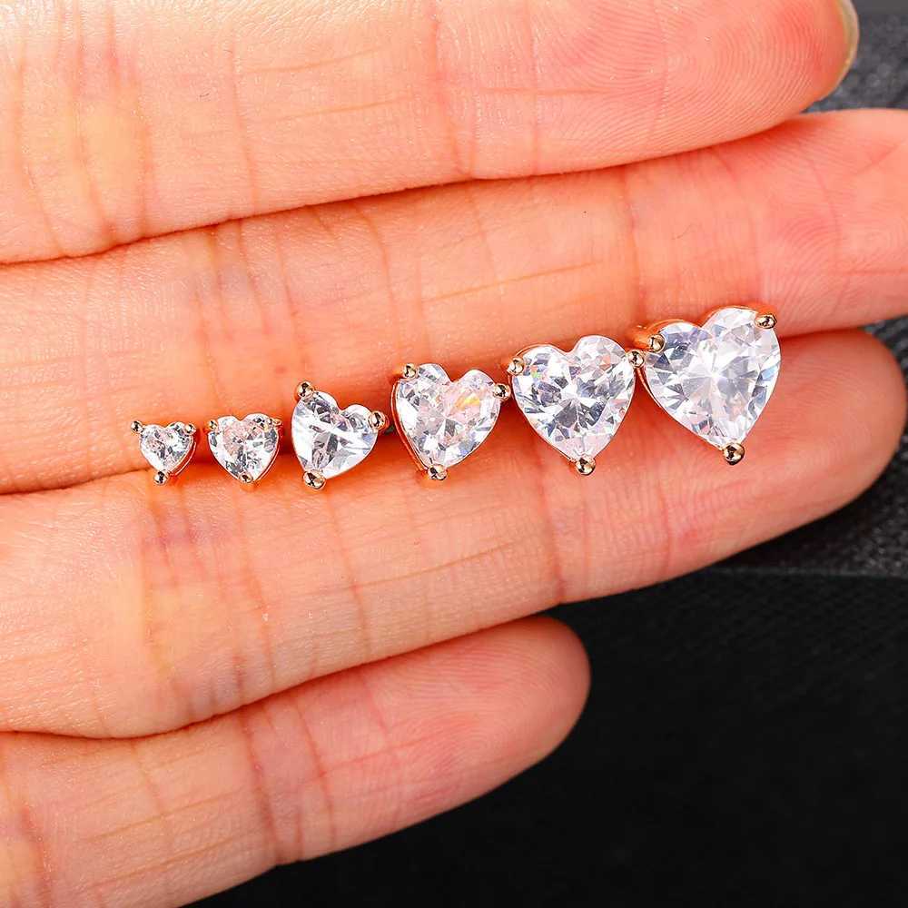 Various Sizes Crystals Earrings For Women Heart Clear Zircon Stud Earring for Female Male Ear Accessories Earing Jewelry E342 XJ250718