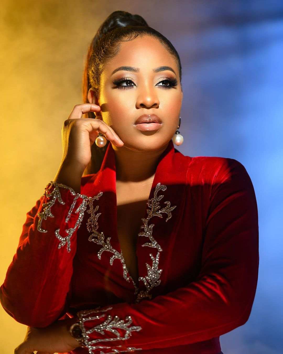 Customized Dark Red Velvet Women Suit Set 2 Pieces Crystal Beading Wedding Party Formal Luxury Office Lady Jacket Coat