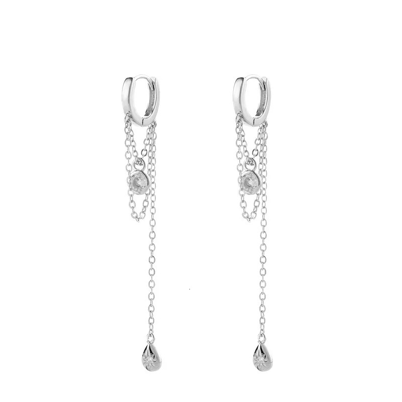 VOQ Silver Color Long Tassel Water Drop Shape Earrings for Women Handmade Jewelry 250715