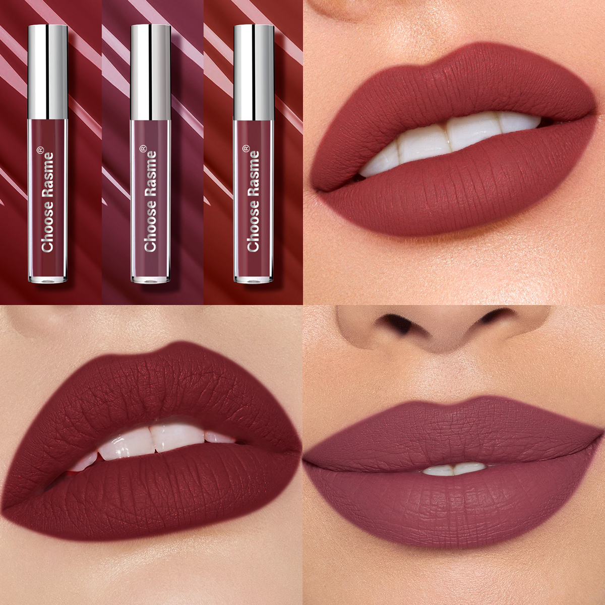 Choose Rasme Velvet Nude Liquid Lipstick - Quick-Dry Transfer-Proof Matte Lip Stain, Non-Sticking Long Lasting Lip Gloss with Natural Soft Finish