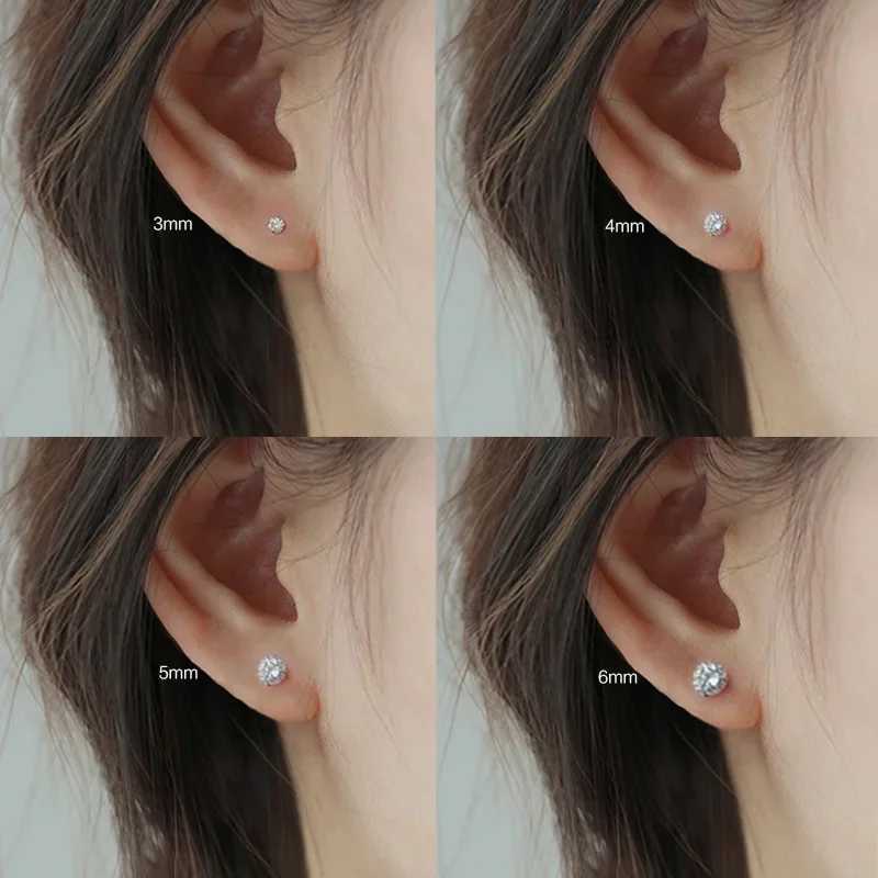 100% Real 925 Sterling Silver Jewelry Women Fashion Cute Tiny Clear Crystal CZ Stud Earrings Gift for Girls Teens Lady XJ250718