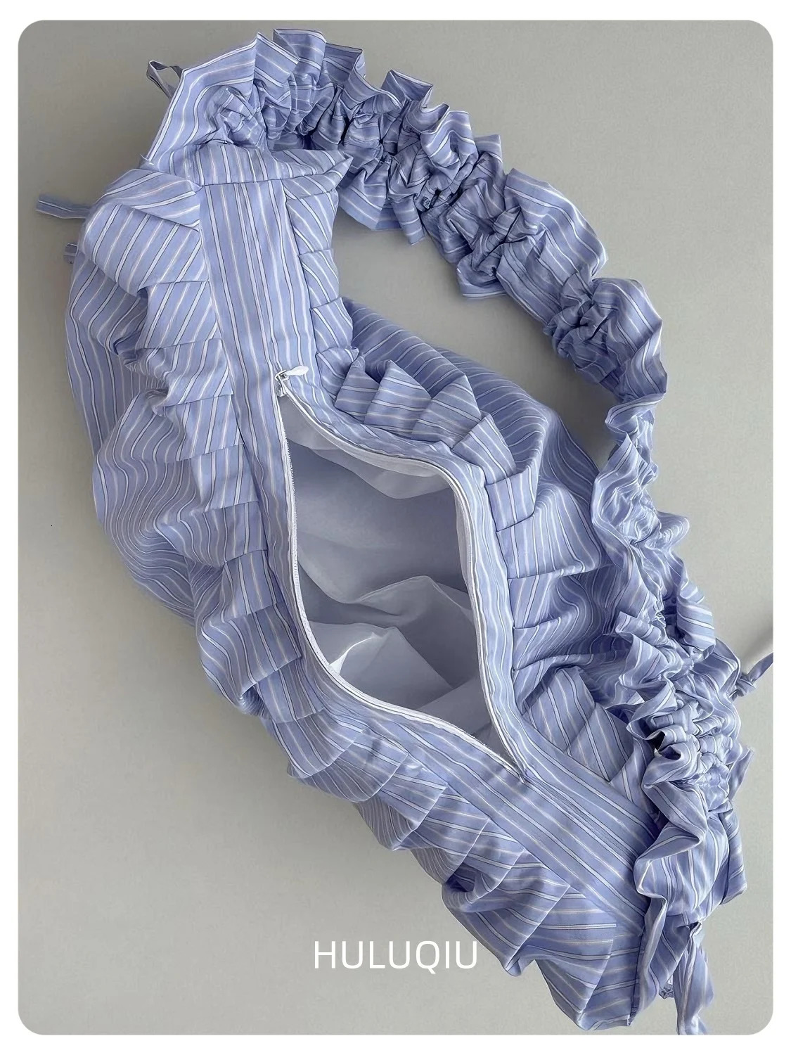 Pleated Striped Dumpling Hobo Bag Solid Color Korean Soft Cotton Phone Purse Stylish Underarm Shoulder Shopping Bag 250717