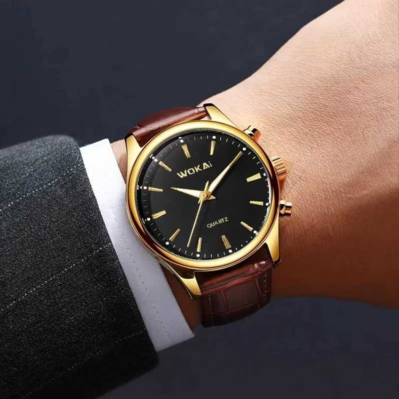 WOKAI High Quality Fashion Mens Business Belt Quartz Watch Boy Personality Simple Student Waterproof Clock Retro Classic W250718