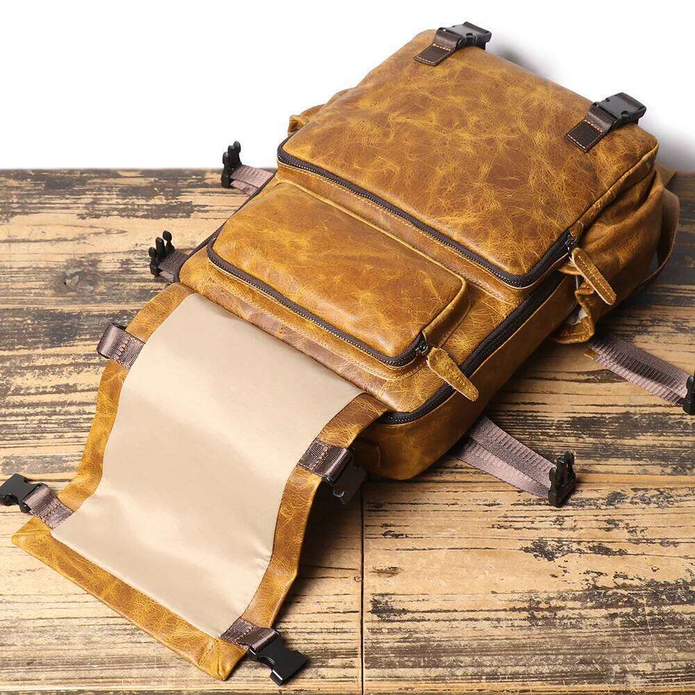 Designer Luxury LUOKIR New Men's Genuine Leather Travel Women's Cowhide School Large Capacity Backpack Original Double Shoulder Bag