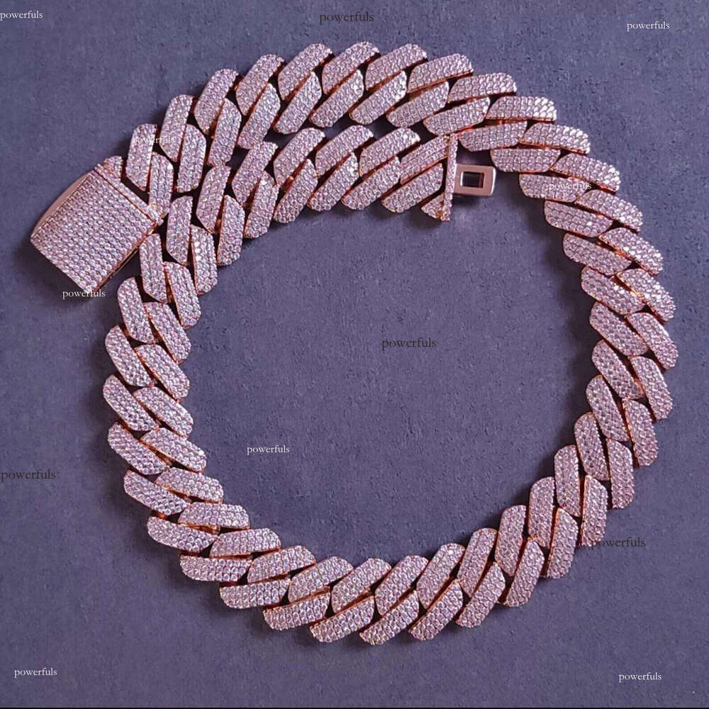 K Hip Hop Rapper 3 Rows Dia Thick Link Rhinestone Necklace Designer Jewelry 20Mm Cuban Chain