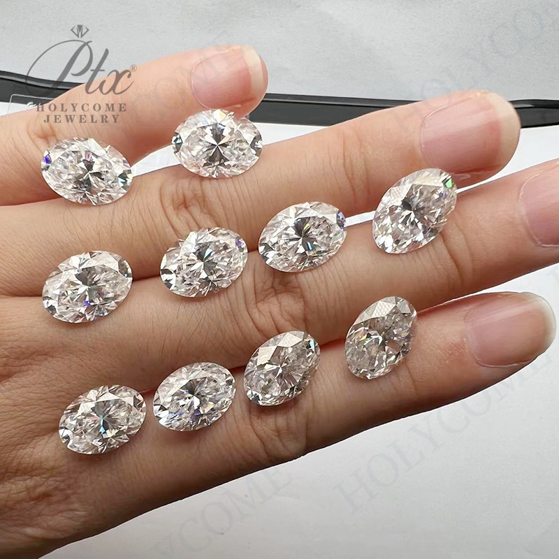 Size 2x4~11x16mm Oval Shape 3EX Cut White D Color Moissanite Synthetic Gems VVS1 Loose Moissanite Diamond for Jewelry Making