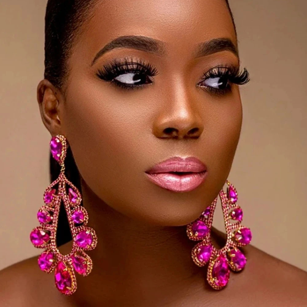 Stonefans Colorful Rhinestone Drop Dangle Earrings for Women High Quality Statement Crystal Hanging Earrings Female Jewelry Gift 250716