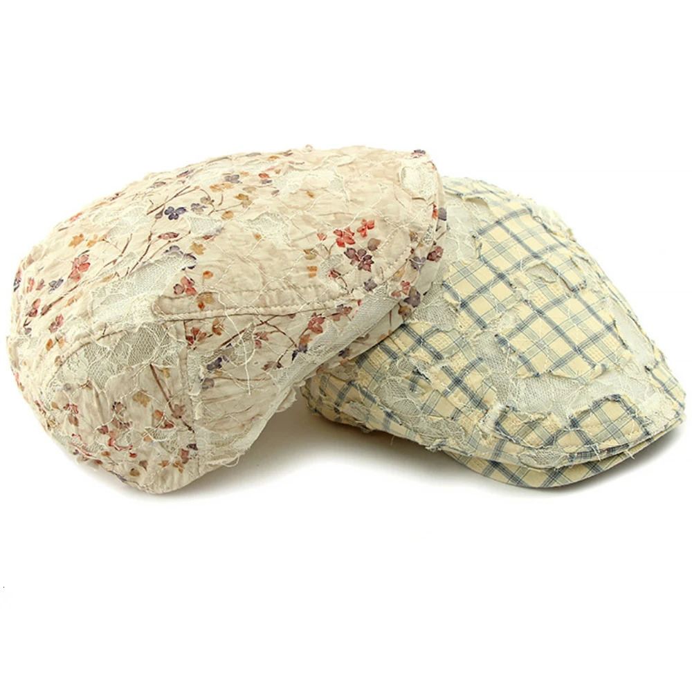 HT4732 Beret Cap Spring Summer Caps for Men Women Breathable Lace Ivy Flat Cap Retro Artist Painter Beret Hat Male Female Berets 250712