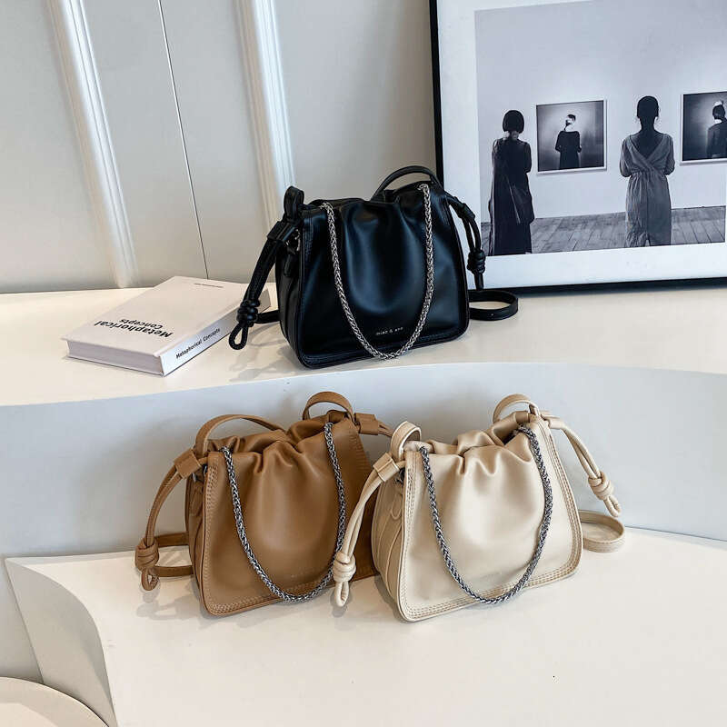 for Women with High-End French Style, Underarm Chain Drawstring Cloud Small Square Bag, Unique Niche Shoulder Crossbody Bag