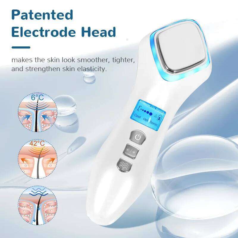 Red Blue Light Vibration Facial Massager Beauty Lifting Device Tighten Wrinkle Removal Hot Cool Face Skin Care
