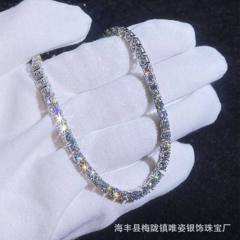 Moissanite Tennis S Pure Sier Hip Hop Unisex High-end Necklace daa