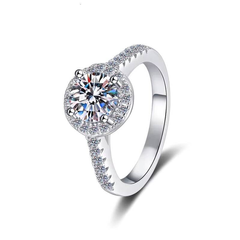 ICEBELA Fine Jewelry Eternity Wedding Ring Classic 925 Sterling Silver Princess Round 1ct Moissanite Zircon Rings for Girls