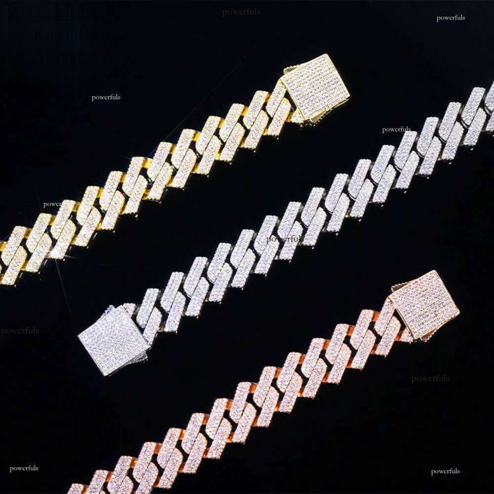 Designer Jewelry Popular Link Chain Hip Hop 14mm 15mm 20mm D VVS1 Round Brilliant Cut Pass Dia Tester Moissanite Cuban Necklace Men for