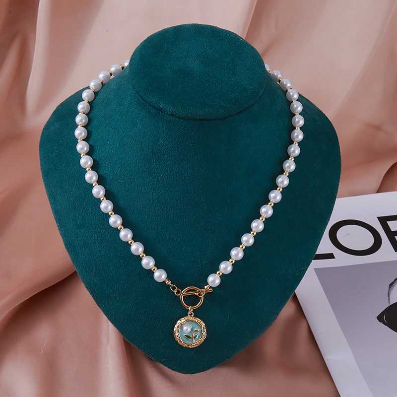Pearl Choker Rose Flower Necklace For Wen Stainss Steel Peony Plum Bloss Pendant Collaone Chain Trend Wedding Jewelry W250718