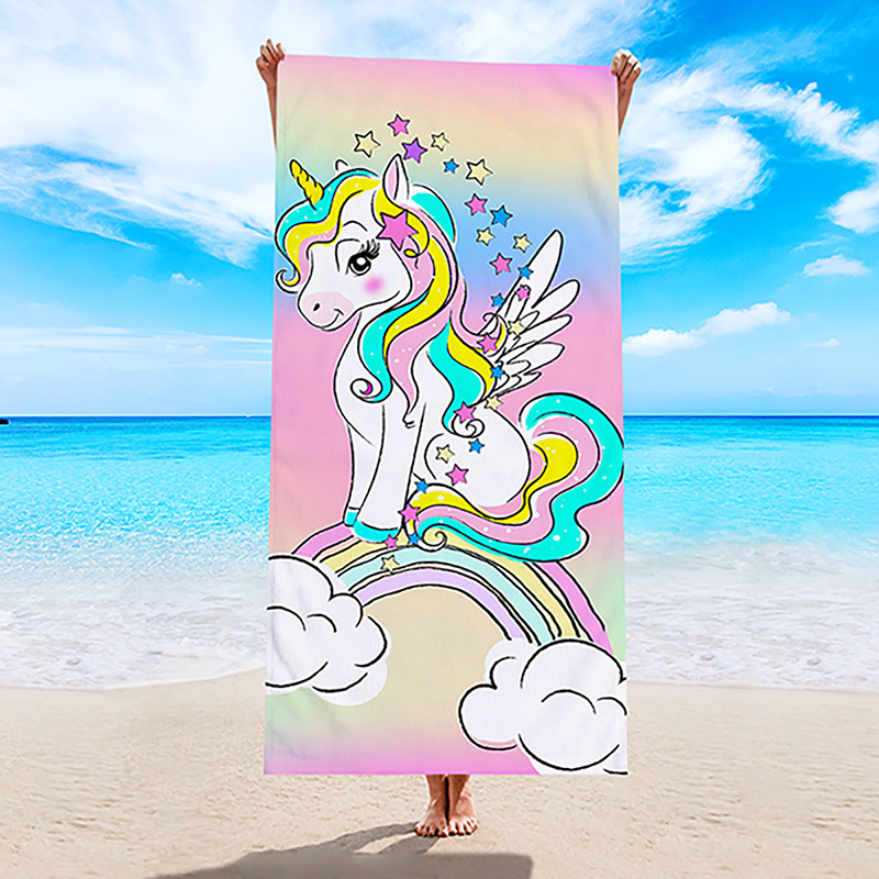 3 pieces Summer new microfiber double terry cloth beach towel, printed beach towel swimming sunscreen shawl wholesale