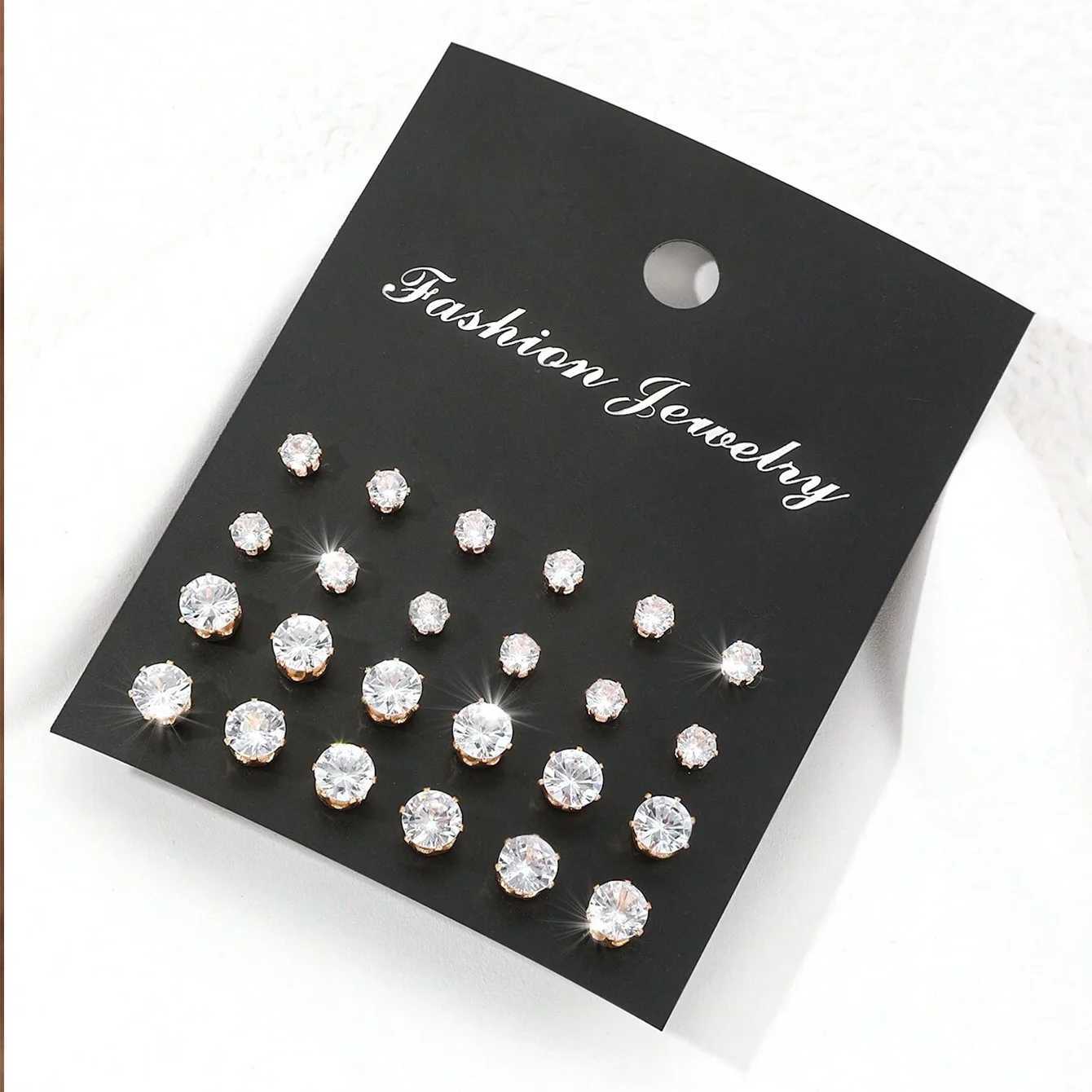 12 Pairs of Luxurious Simple Shiny and Caring Zirconia Decorative Earrings are Suitable for Gifts to Parties and CouplesXJ250718
