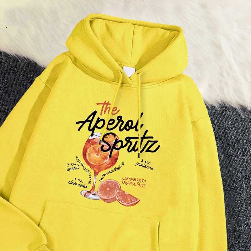 Winter Womans Hoodie The Aperol Spritz Retro Cocktail Sweatshirt Loose Pocket Warm Fleece Pullover Kawaii Sportswear Z250719
