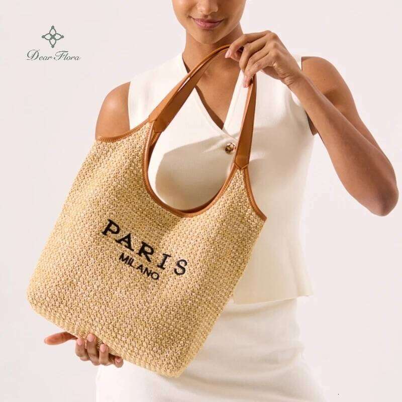 Designer Bag Womens Fashion Letters Straw Handbags Summer Beach Large Capacity Tote Holiday Designer Casual Handmade Woven Shoulder Bags