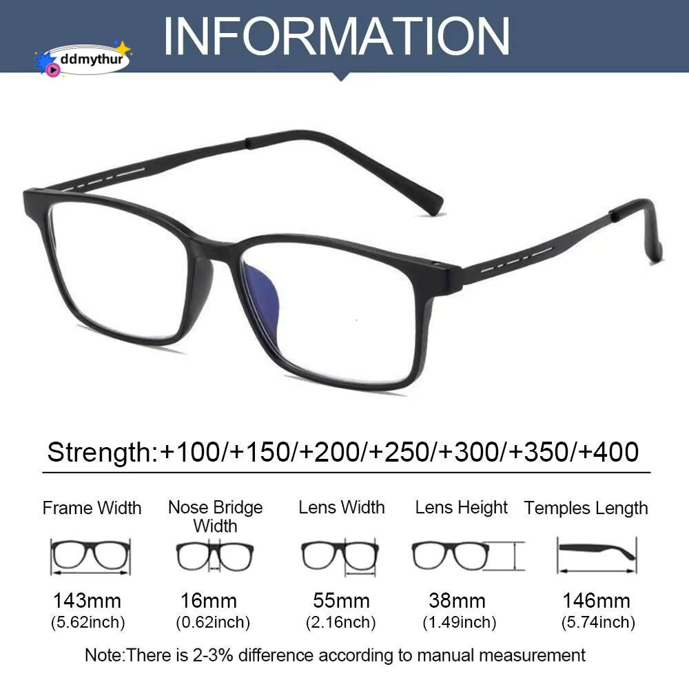 High Quality Pure Titanium Reading Glasses for Men Anti Blue Light Presbyopia Eyewear with Diopter+1.0 To +4.0 ddmythur