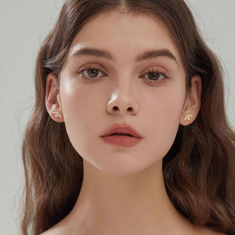 2025 New Zodiac Snake Niche National Style High-end Feel Pure Sier Moissanite Earrings for Women