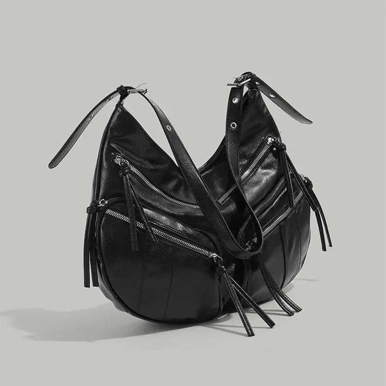 Vintage Large Capacity Soft Leather Motorcycle Bag Mens 2025 New High-End Feel Multi-Pocket Single Shoulder Slant Cross Bag Y250718