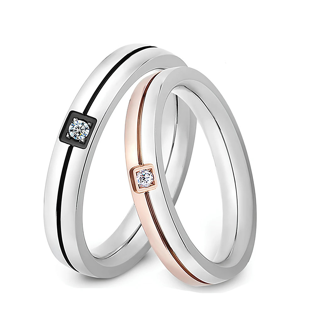 Wedding Engagement Band Unique Stainless Steel Jewelry 2025 Fashion AA Cubic Zircon Couple Rings for Women Men 250716