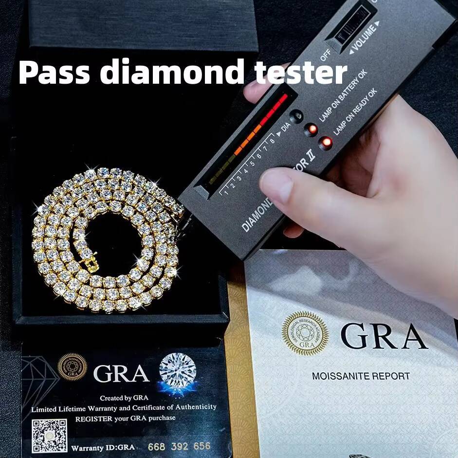 Cheap Price Hip Hop Jewelry 3MM 4MM 5MM 6.5MM GRA Certificate S925 Silver Vvs1 D Color Diamond Moissanite Tennis Chain Necklace