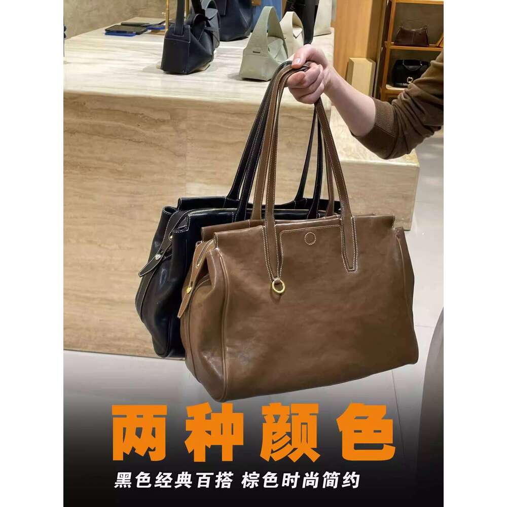 Autumn Winter Tote For Women Commuting Soft Leather Luxury Large Capacity Handbag Shoulder Boston Bag