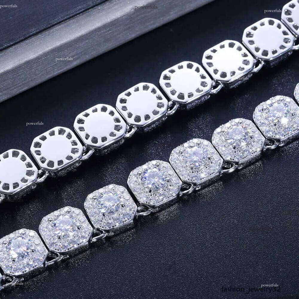 Dropshipping Cadena Fine Jewelry 10mm Sterling Sier VVS Moissanite Dia Iced Out Tennis Chain Necklace For Men Women