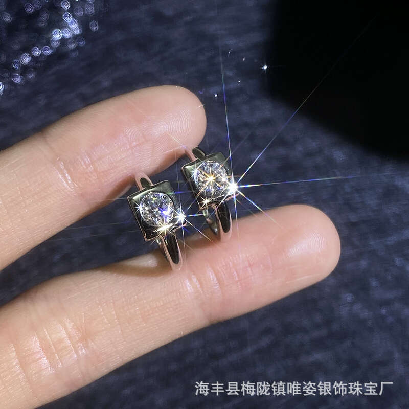 S Sterling Sier Design Sense Geometric Square D Color Moissanite Earrings for Women d3f