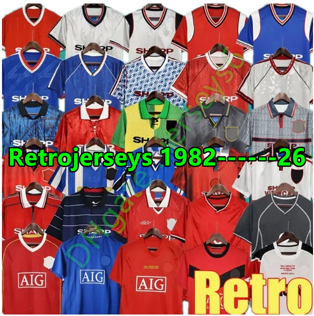 MUFCes Football Club Retro soccer jersey Ronaldo Retro 82 84 86 88 90 92 94 96 98 00 02 04 06 Long Sleeved Vintage Classic Football shirt