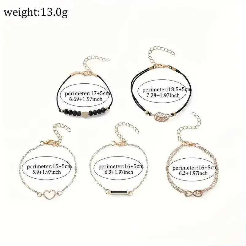 6PCS/Set Fashion Rhinestone Womens Watches Ladies Leather Band Heart Dial Quartz Watch Leaf Bracelets Set (Without Box) W250718