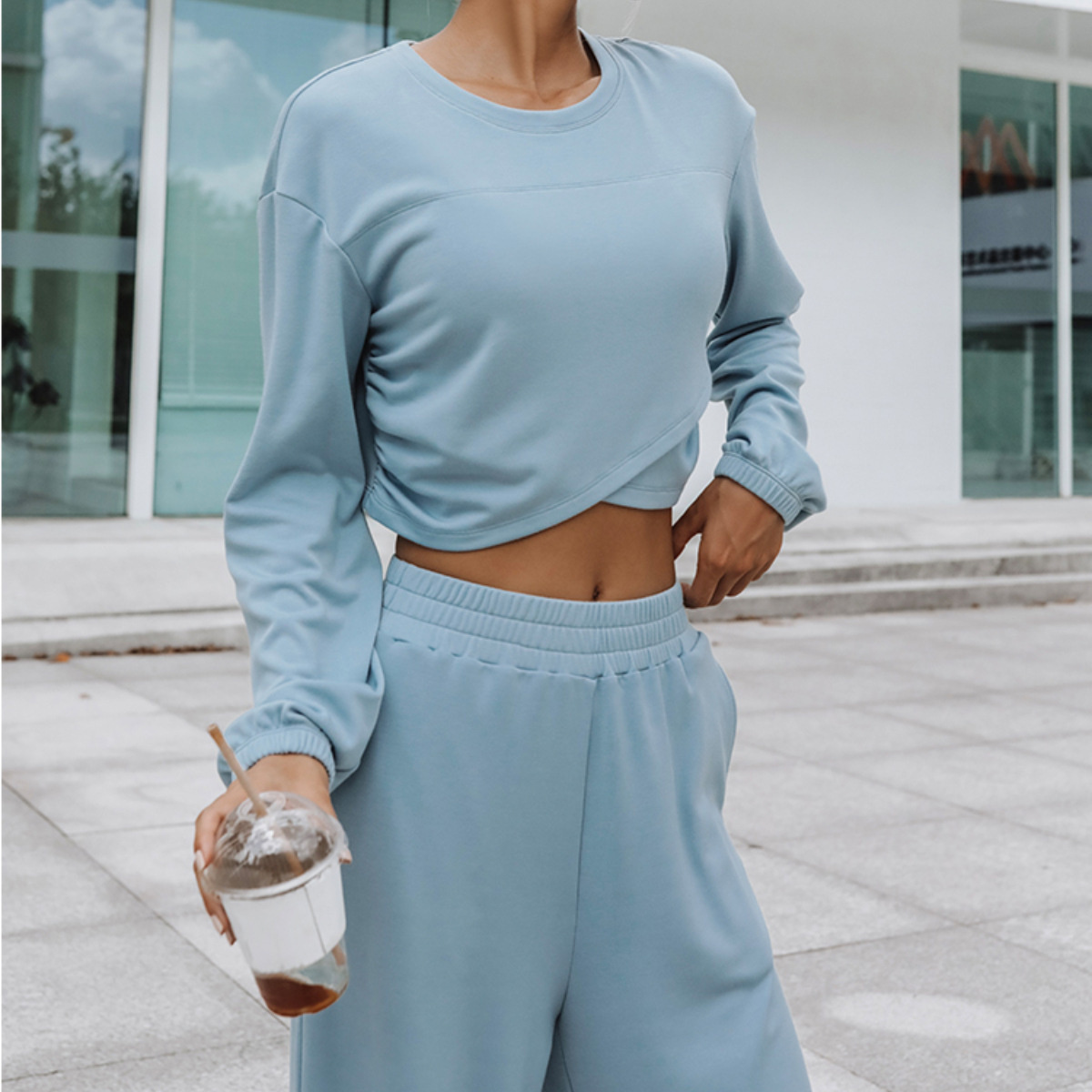 new Free shipping designer hoodie for women Sports fashion casual minimalist hooded sweatshirt set two-piece set