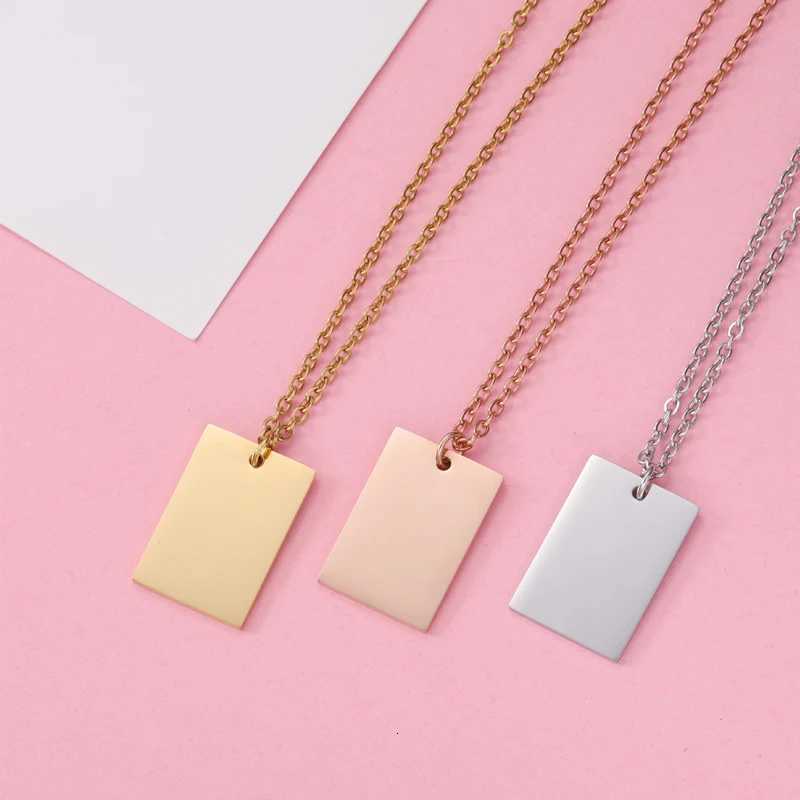 10Pcs 22*15mm Rectangular Pendant Necklace Stainless Steel Cab Chain Necklace For DIY Custom Name Wens Jewelry W250718